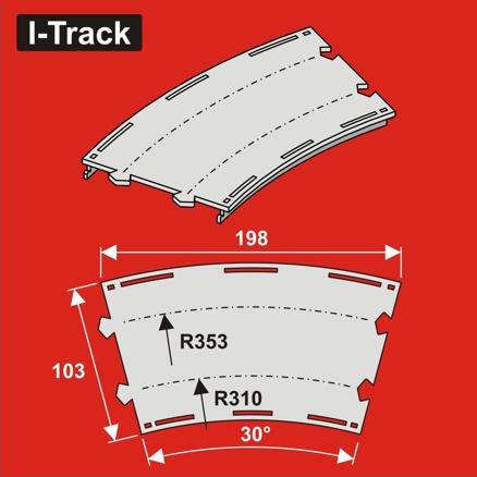 [HCT9734D] TT Segment courbe  double voie, R310/353mm, 30°, L.103, 3p. HCT9734D I-Track France 