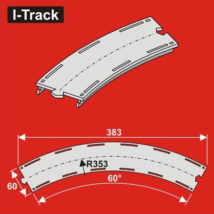[HCT9737] TT Segment courbe voie unique, R353mm, 60°,l.60,3p. HCT9737 I-Track France 