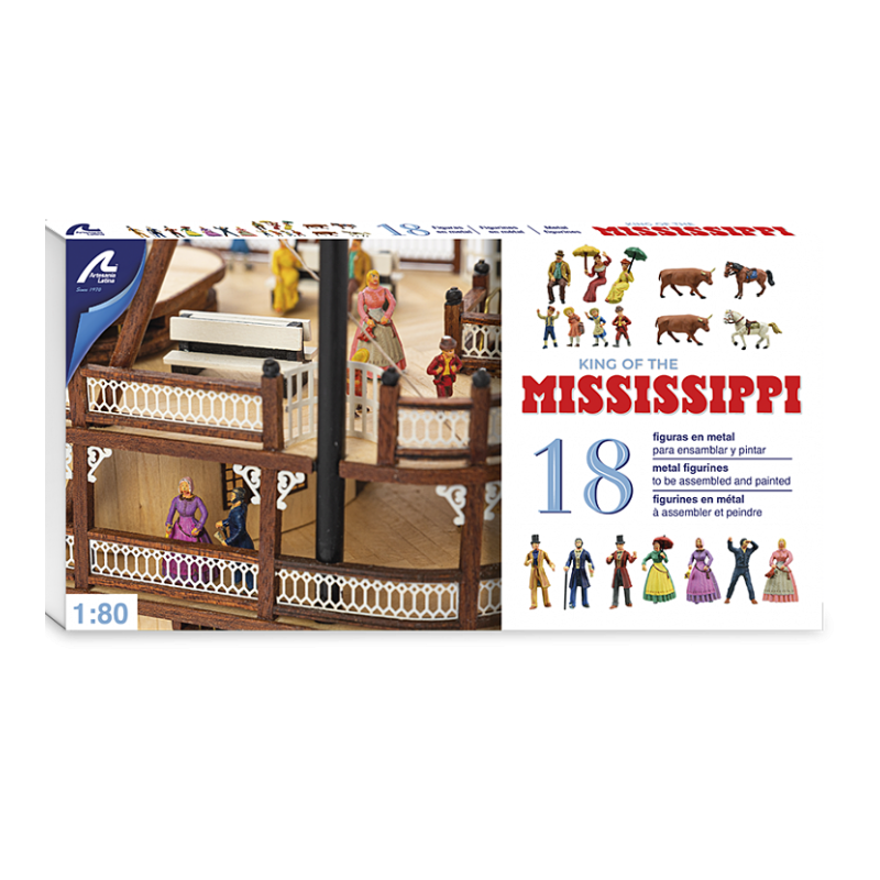 SET OF 20 METAL FIGURINES AND ANIMALS FOR MISSISSIPPI Artesania Latina 20515F 