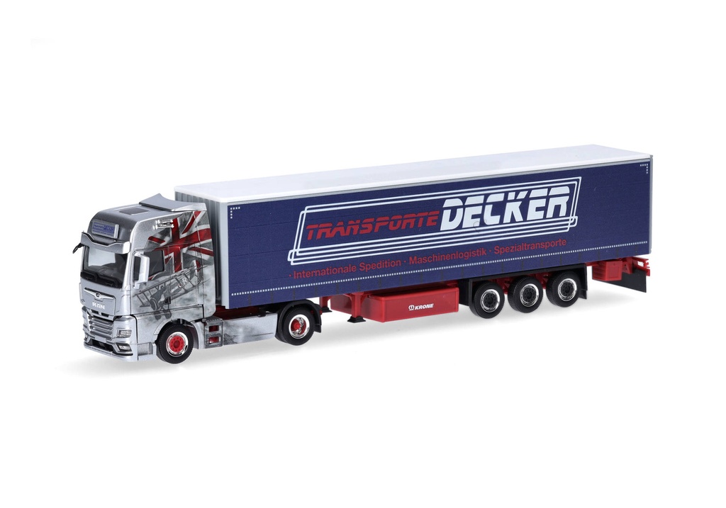 Camion HO semi-remorque MAN TGX GX canvas "Decker Düren" (Rhénanie-du-Nord-Westphalie/Düren) Herpa 317313