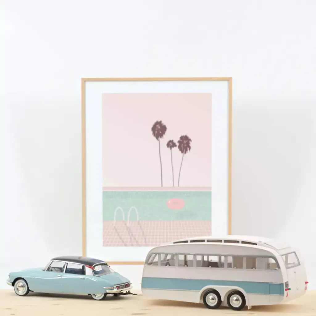 Citroën DS 19 1959 Nuage Blue and Violet + Caravane Hénon 1:18 Norev 181760 