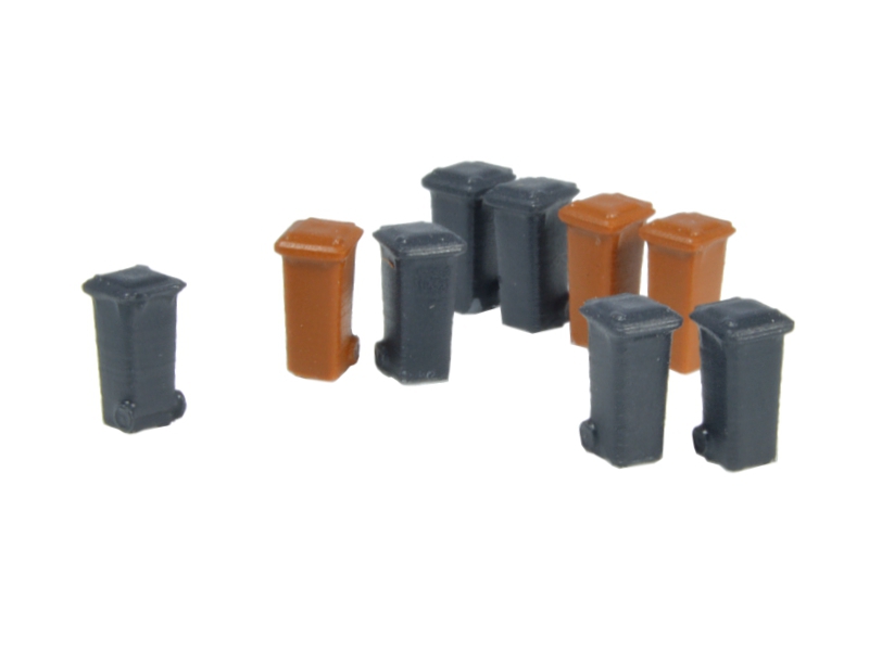 9 bacs 100L (grey et brun) échelle N N-TRAIN 21257