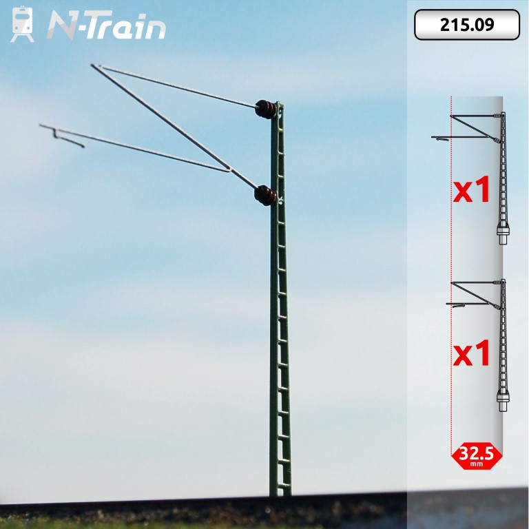 [N-TRAIN 21509  ] DB - Poteaux en treillis à console Re160 - XL (2 unités) échelle N N-TRAIN 21509