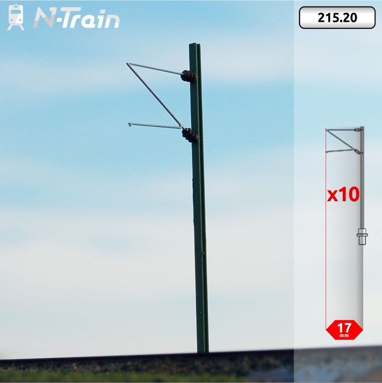 [N-TRAIN 21520  ] DB - Poteaux en H à console Re75 - (10 unités) échelle N N-TRAIN 21520