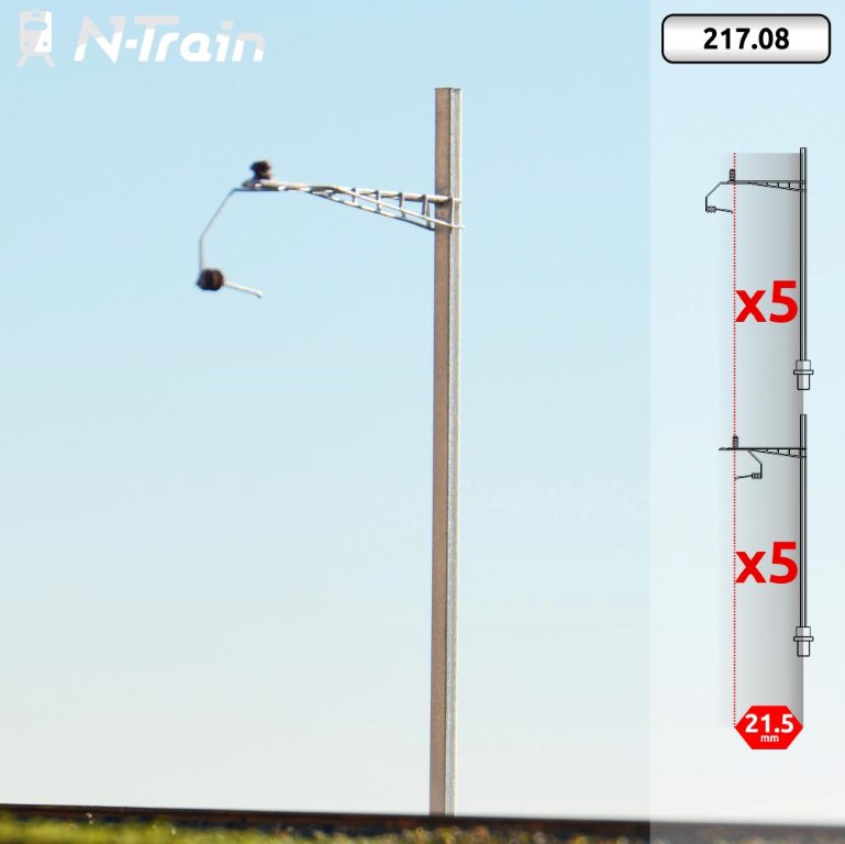 [N-TRAIN 21708  ] SBB - Poteaux en H à console du Gothard - M (10 unités) échelle N N-TRAIN 21708