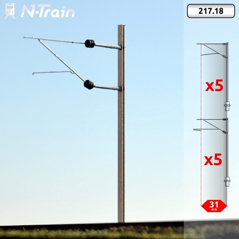 [N-TRAIN 21718  ] SBB - Poteaux en H à console FL-140 - L (10 unités) échelle N N-TRAIN 21718