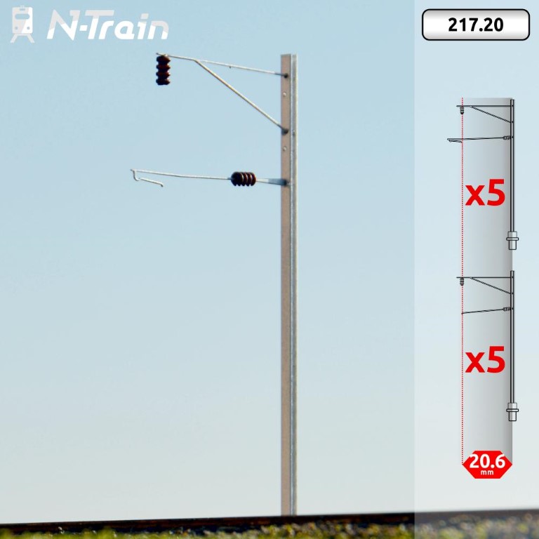 [N-TRAIN 21720  ] BLS - Poteaux en H à console (10 unités) échelle N N-TRAIN 21720