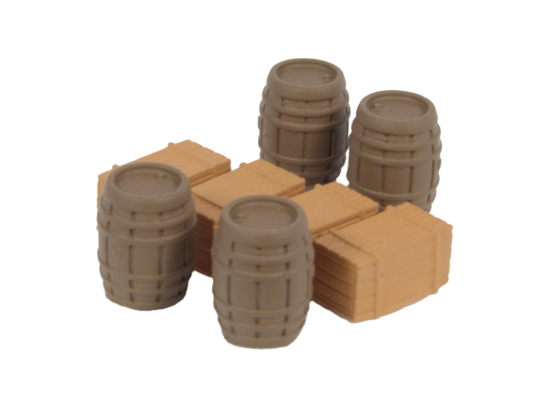 4 boîtes en bois et 4 barriques échelle H0 87TRAIN 22222