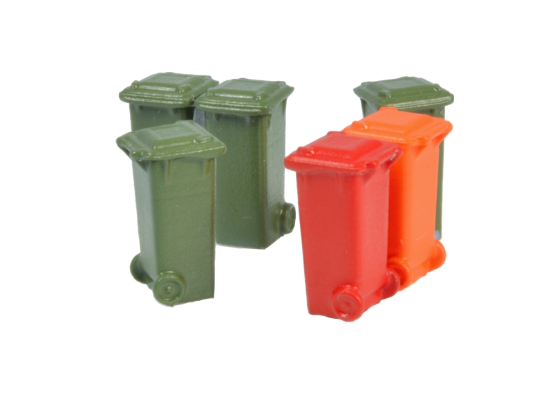 [87TRAIN 22232  ] 6 bacs de 100 l (vert olive, rouge et orange) échelle H0 87TRAIN 22232