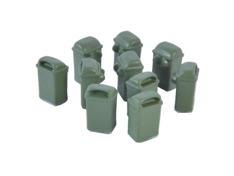 10 poubelles pendues - vert olive échelle H0 87TRAIN 22275