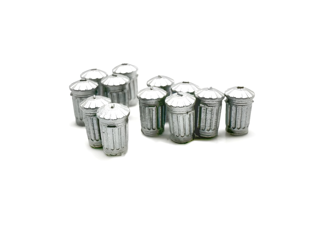 [N-TRAIN 211097  ] 12 poubelles métalliques échelle N N-TRAIN 211097
