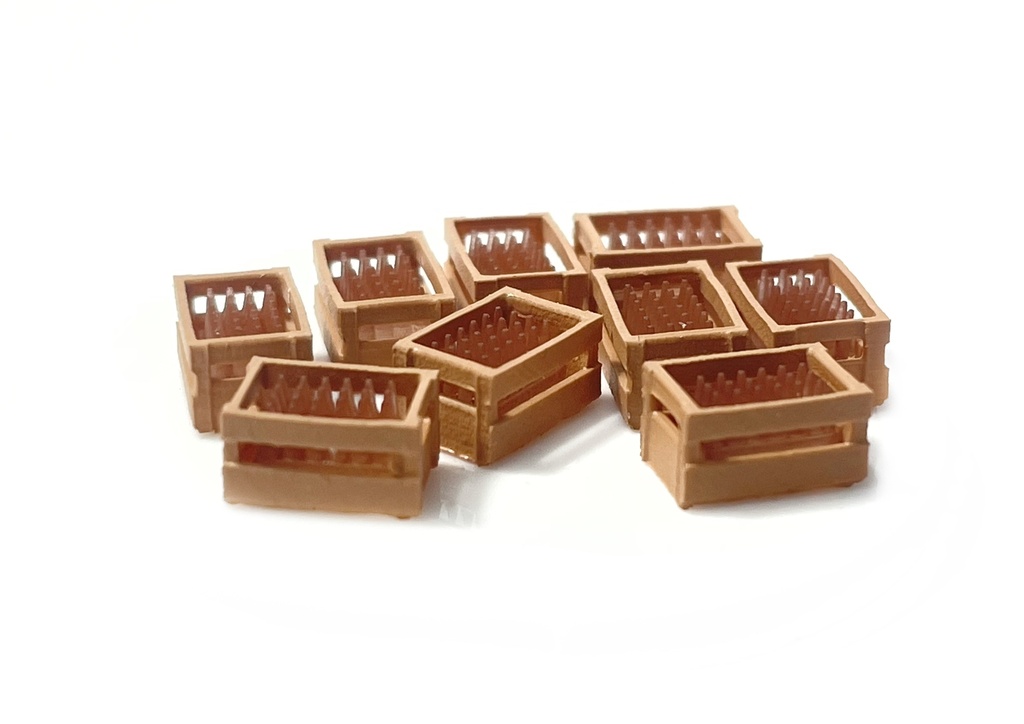 Boîtes en bois avec des bouteilles marron échelle H0 87TRAIN 221048