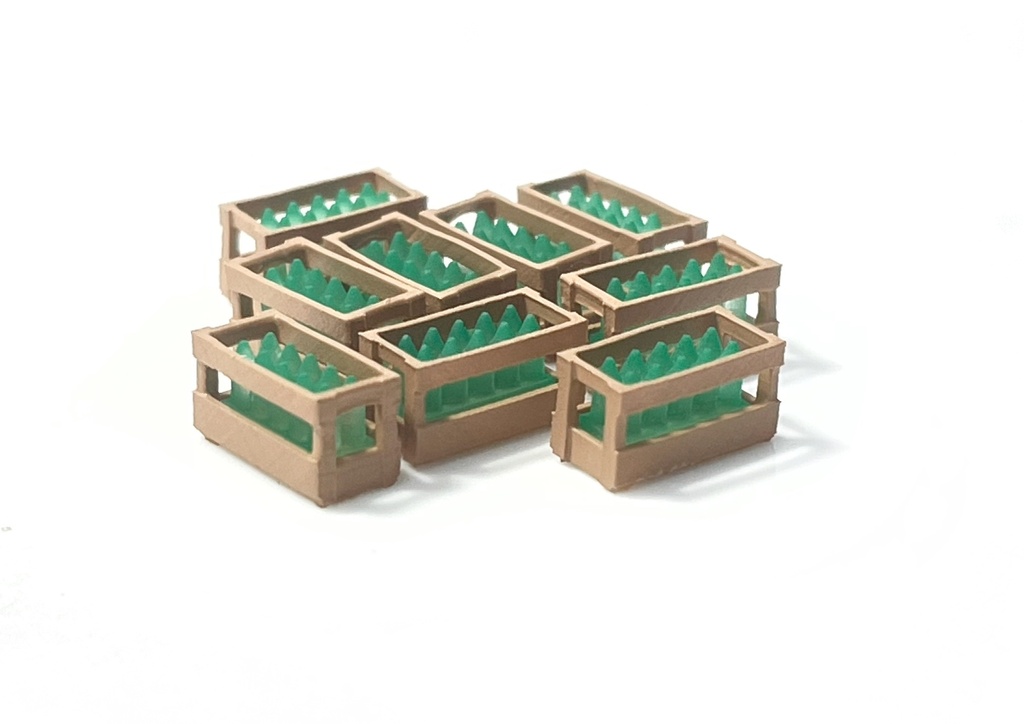 [87TRAIN 221049  ] Boîtes en bois avec des bouteilles vertes échelle H0 87TRAIN 221049