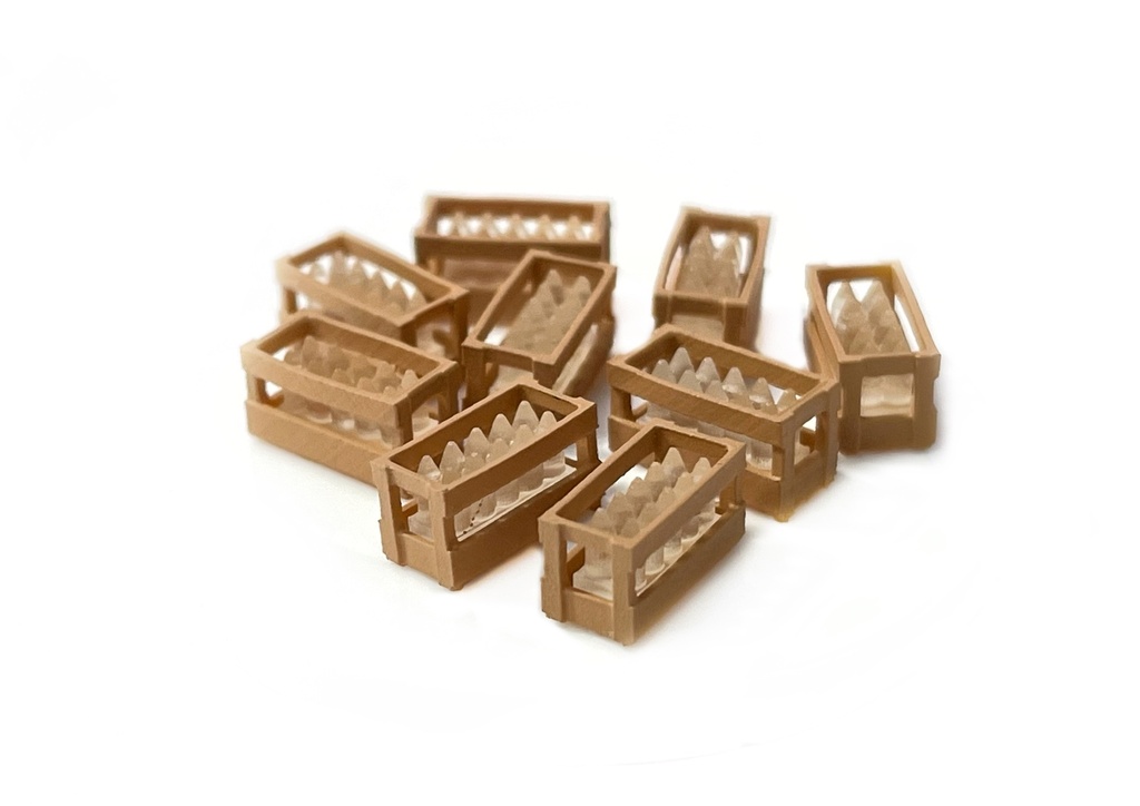 Boîtes en bois avec bouteilles transparentes échelle H0 87TRAIN 221050