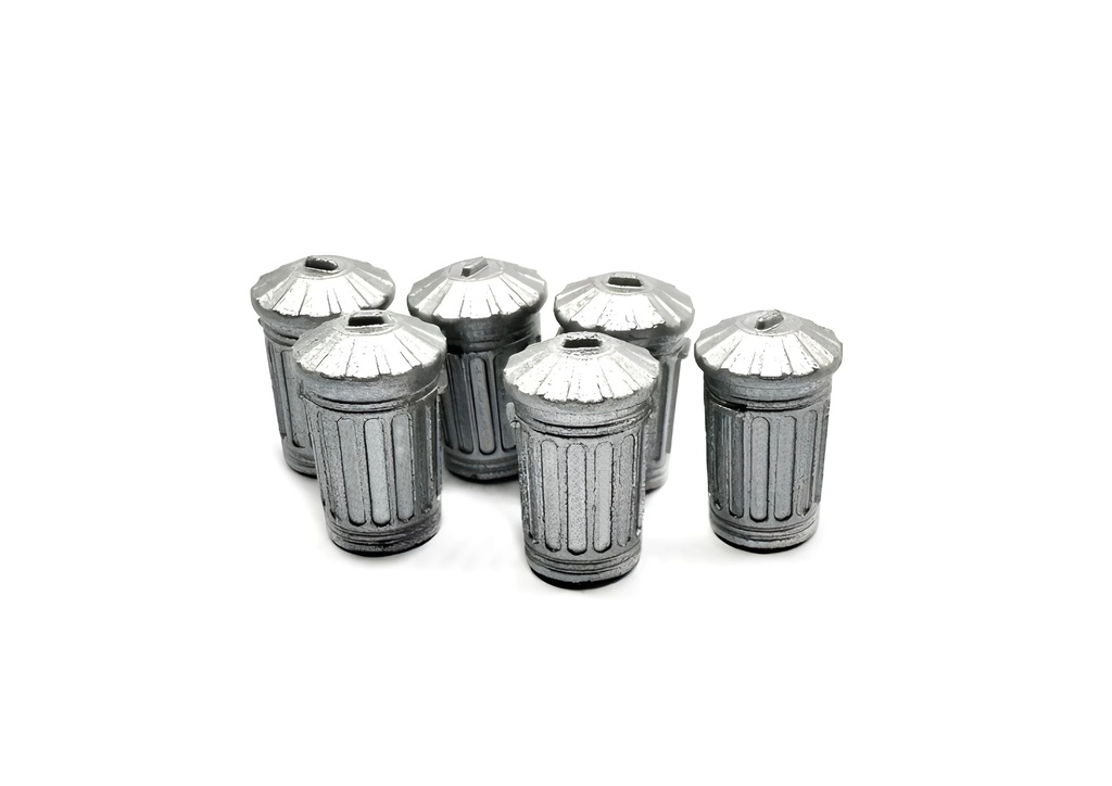 6 poubelles métalliques échelle H0 87TRAIN 221097