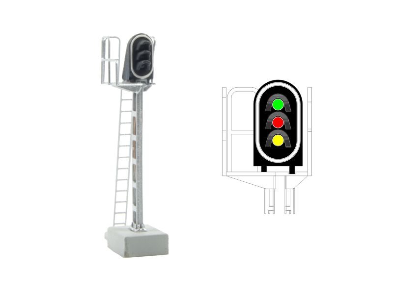 SNCF - Signal principal avec 3 LEDs (vert/rouge/jaune) échelle N MAFEN 413203