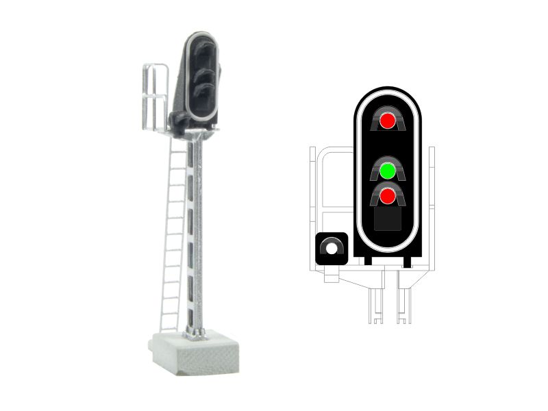 SNCF - Signal principal avec 4 LEDs (rouge/vert/rouge/blanc) échelle N MAFEN 413204