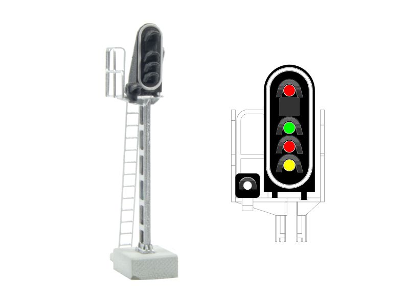 [MAFEN 413205  ] SNCF - Signal principal avec 5 LEDs (rouge/vert/rouge/jaune/blanc) échelle N MAFEN 413205