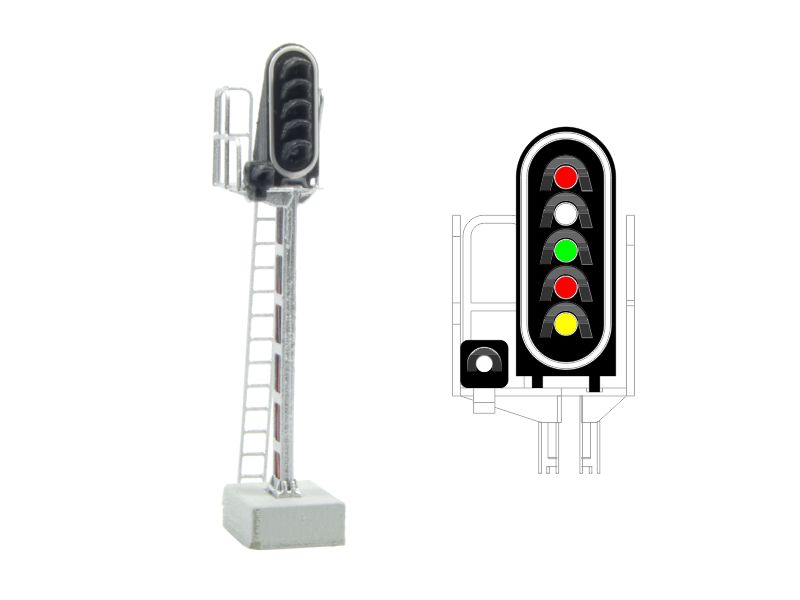 [MAFEN 413206  ] SNCF - Signal principal avec 6 LEDs (rouge/blanc/vert/rouge/jaune/blanc) échelle N MAFEN 413206