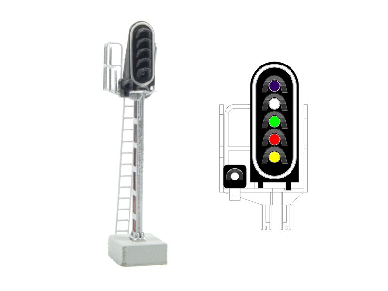 SNCF - Signal principal avec 6 LEDs (violet/blanc/vert/rouge/jaune/blanc) échelle N MAFEN 413207