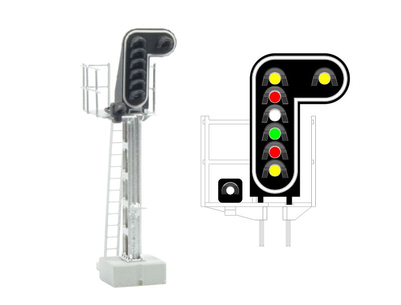[MAFEN 413211  ] SNCF - Signal principal avec 8 LEDs (double jaune/rouge/blanc/vert/rouge/jaune/blanc) échelle N MAFEN 413211
