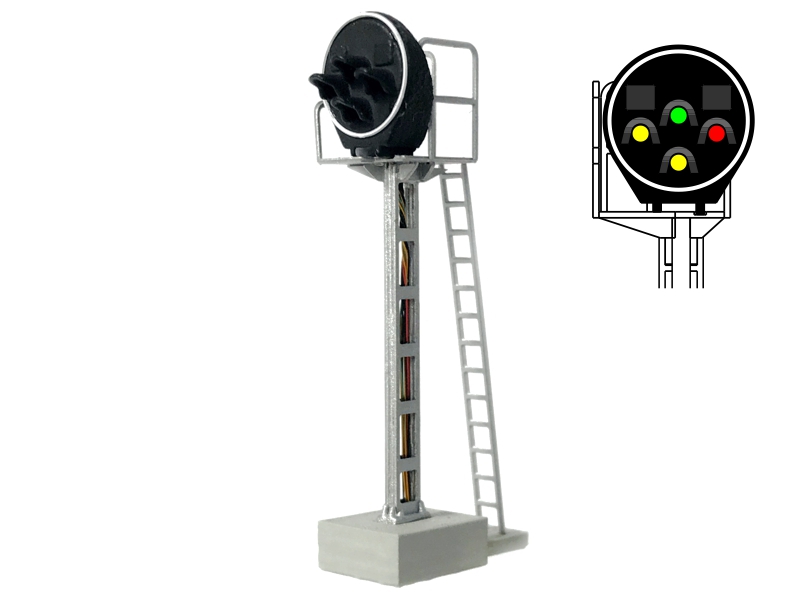 SNCF - Signal Disque avec 4 LEDs (vert/2 jaune/rouge) échelle N MAFEN413220