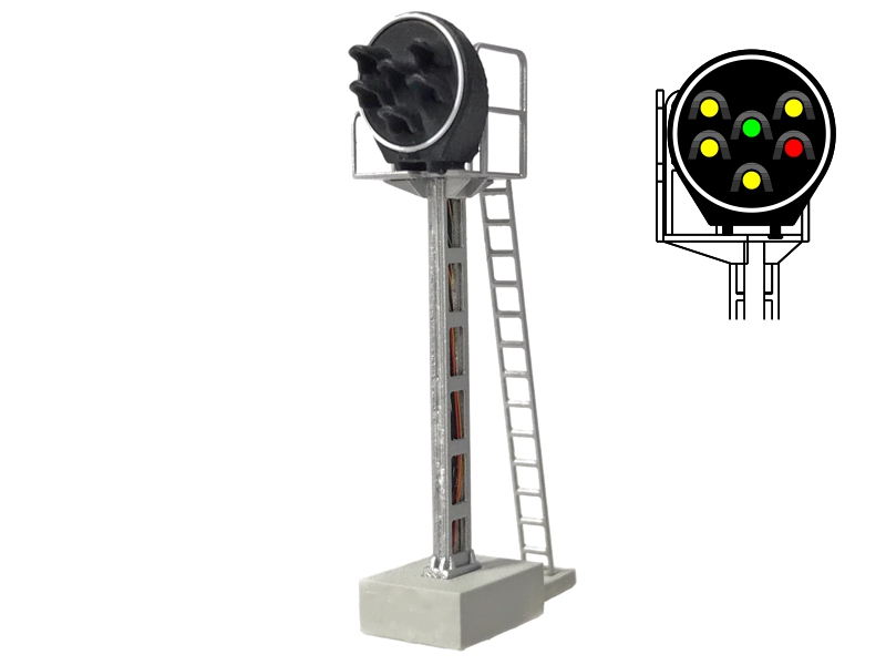 SNCF - Signal Disque avec 6 LEDs (4 jaune/vert/rouge) échelle N MAFEN 413222