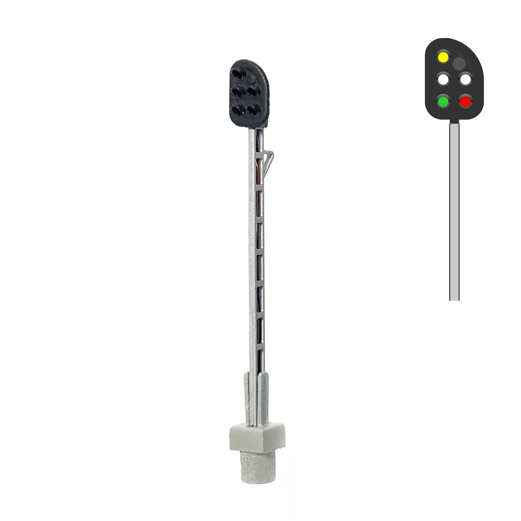 DSB DV Signal sur mât avec 5 Feux - (jaune/blanc/blanc/vert/rouge) échelle N MAFEN 413522