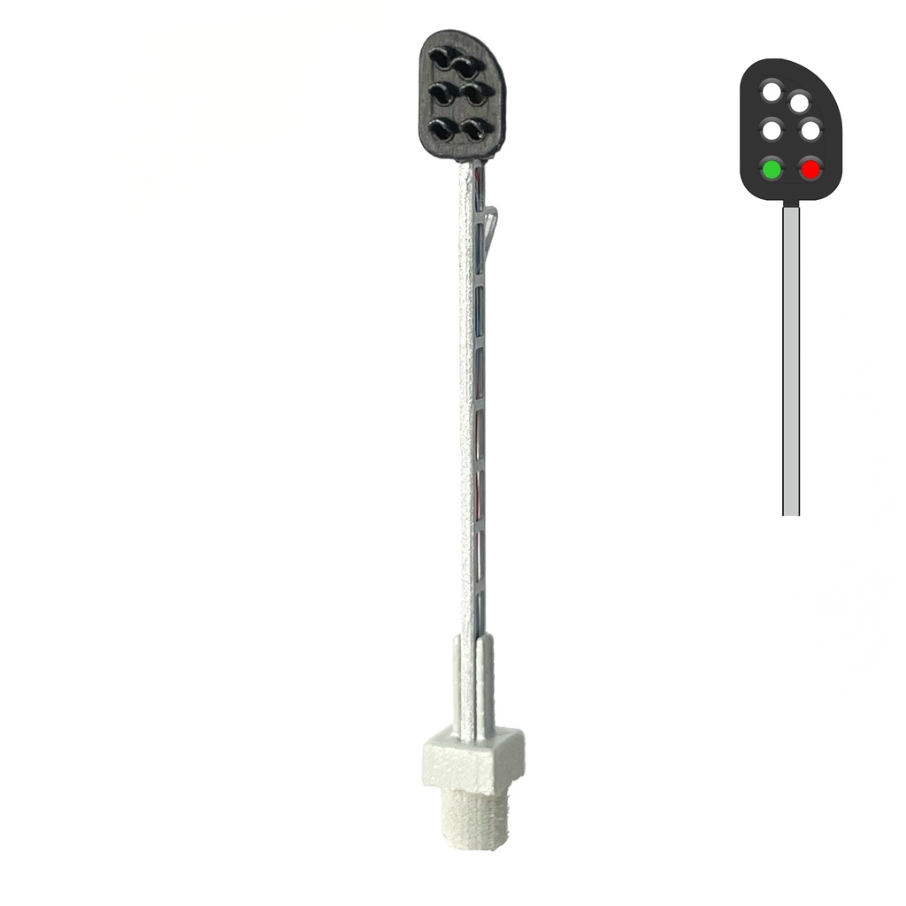 DSB DV Signal sur mât avec 6 Feux - (blanc/blanc/blanc/blanc/vert/rouge) échelle N MAFEN 413524