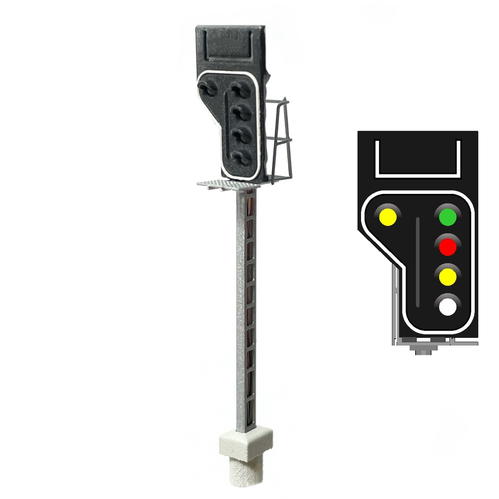 SNCB Signal U 5 feux (vert/rouge/jaune/blanc - jaune) - côté droit échelle N MAFEN 413914