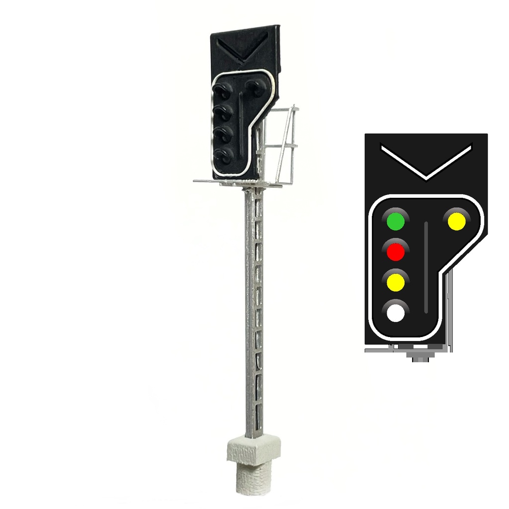 [MAFEN 413915  ] SNCB Signal V 5 feux (vert/rouge/jaune/blanc - jaune) - côté gauche échelle N MAFEN 413915