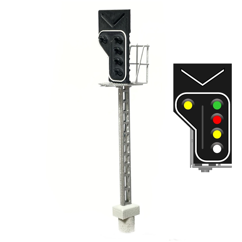 [MAFEN 413916  ] SNCB Signal V 5 feux (vert/rouge/jaune/blanc - jaune) - côté droit échelle N MAFEN 413916