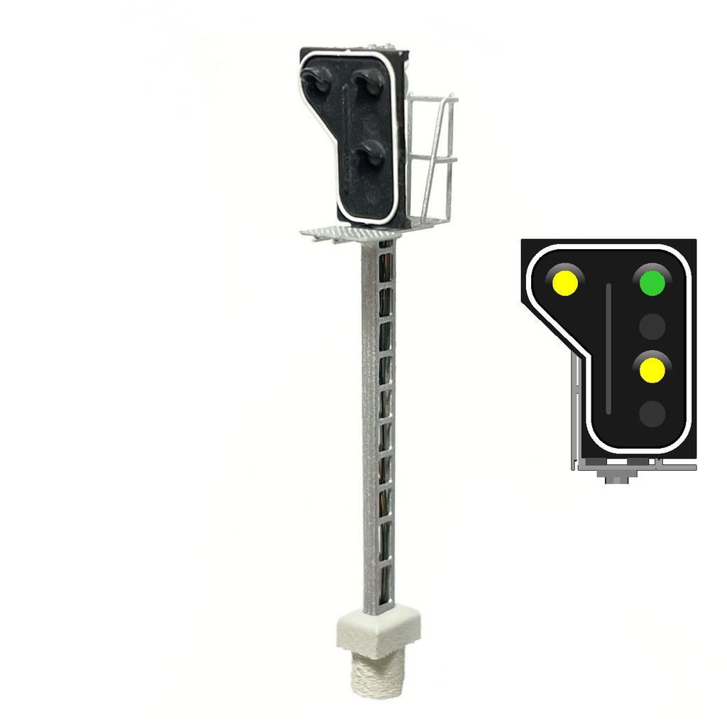 [MAFEN 413918  ] SNCB Signal 3 feux (vert/jaune/jaune) - côté droit échelle N MAFEN 413918