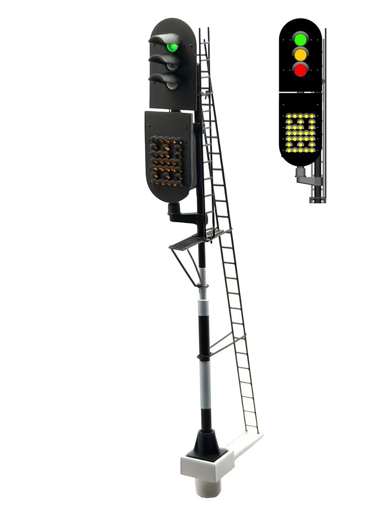 NS - Signal principal avec 3 LEDs à vitesse limitée (vert/jaune/rouge) - gauche échelle H0 MAFEN 913709