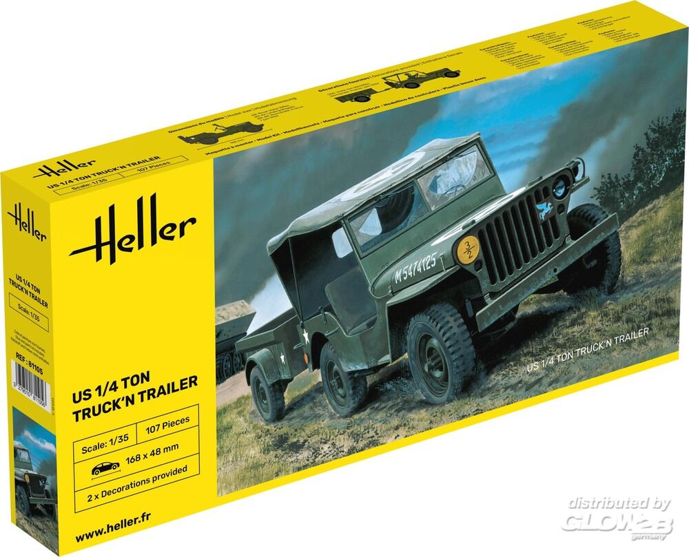 Heller: US 1/4 Ton Truck 'n Trailer in 1:35 81105