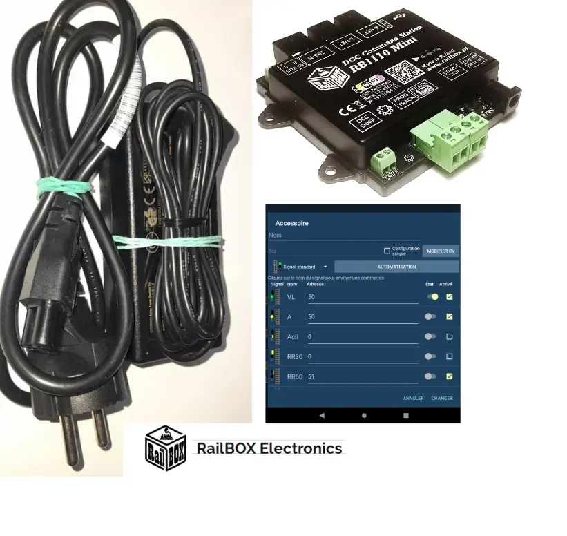 RB1110-mini Centrale DCC avec Wifi intégré USB X-PressNet Loconet S88-N RS voie de programmation RailBox Electronics (15V échelle N)