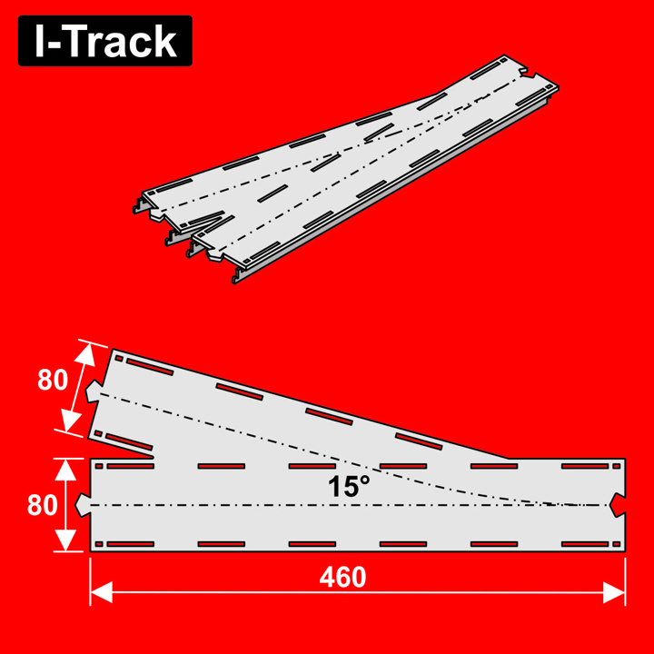 H0 Segment aiguille droite 15° 80x460mm 1p. HCT9655Y I-Track France