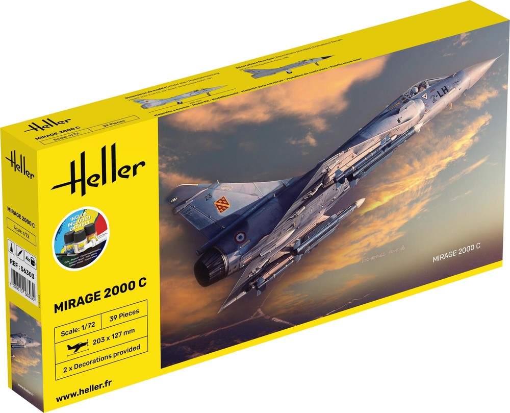 Heller maquette avion 56303 STARTER KIT Mirage 2000 C inclus peintures principale colle pinceau 1/72