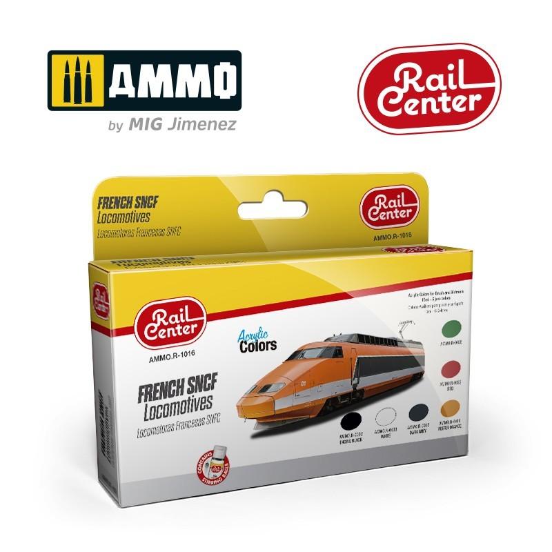 [AMMO.R-1016] Set peintures acryliques Rail Center (6 x 15ml) pour locomotives françaises SNCF MIG AMMO.R-1016