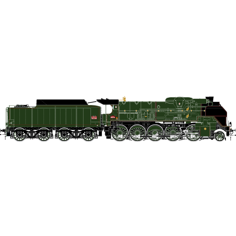 Locomotive à vapeur 150 P 13 tender 34 P 405 Digitale sonorisée, fumée pulsée R37 HO41207DSF - SNCF 