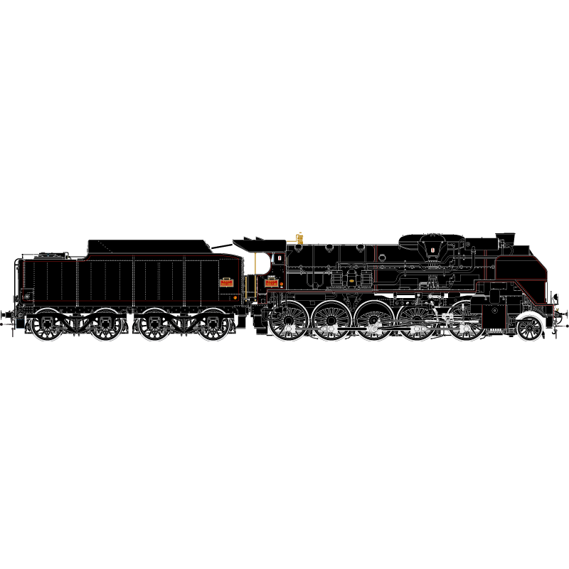Locomotive à vapeur 1-150 P 86 tender 34 P 404 – SNCF – Dépôt de Chaumont Ep 3 Digitale sonorisée, fumée pulsée R37 41205DSF 
