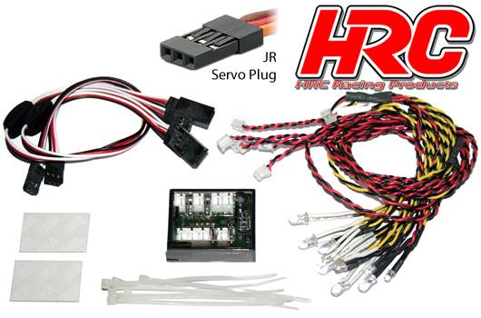 Set d'éclairage - 1/10 TC/Drift - LED - Prise JR - Set pour voiture complète - Controlé par l'émetteur HRC Racing  HRC8701
