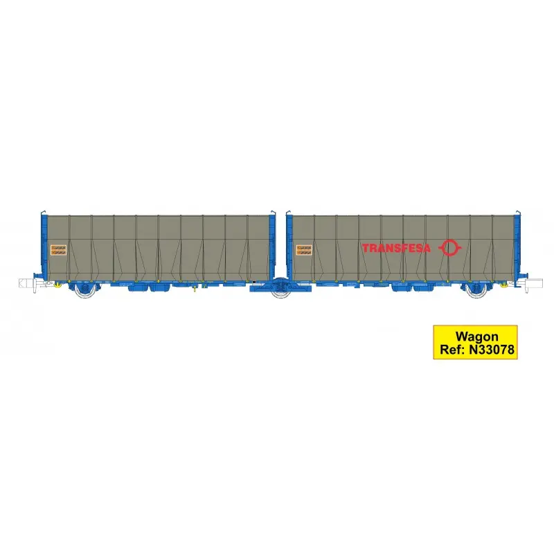 MFTRAIN 33078/33079 Set de 2 wagons bâchés double Lails TRANSFESA échelle N 