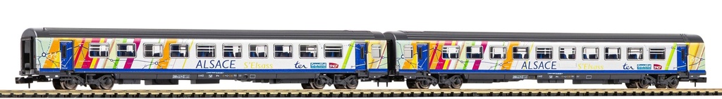 Coffret de deux voitures Corail ALSACE 2ème classe de l'époque VI échelle N Piko 94510