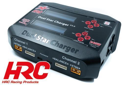 Chargeur - 12/230V - HRC Dual-Star Charger V3 - 2x 120W - SMART LSM, Autopilot, Cycle  HRC Racing -  HRC9361D