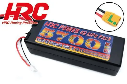 Accu - LiPo 4S - 14.8V 5700mAh 100C - Hard Case SLIM LCG - XT90AS 138x47x37mm HRC Racing HRC04457X 