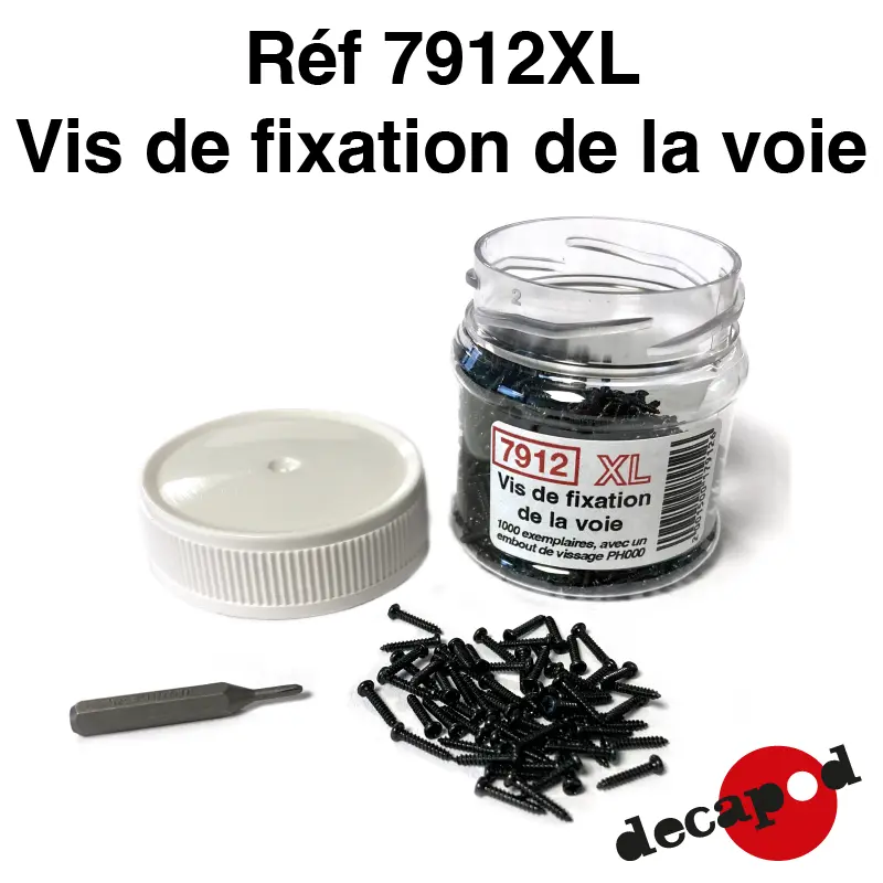 Vis de fixation de la voie et embout de vissage DECAPOD 7912XL 
