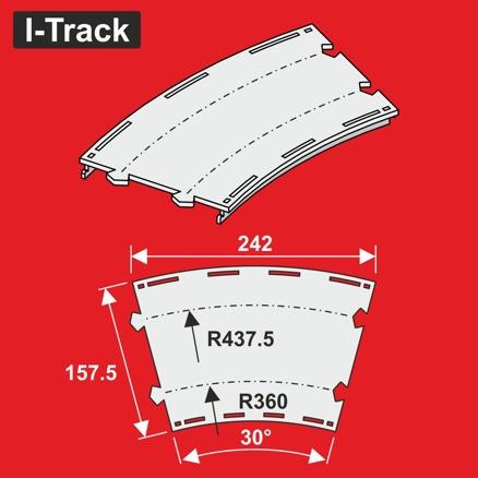 [MC24130-6D] H0 Segment courbe  Märklin C.R 360/437,5 mm 60° 3 pièces. MC24130-6D I-Track France 