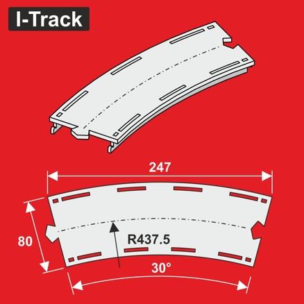 Segment courbe H0  Märklin C.R2-437,5 mm 30° 6 pièces. MC24230 I-Track France 