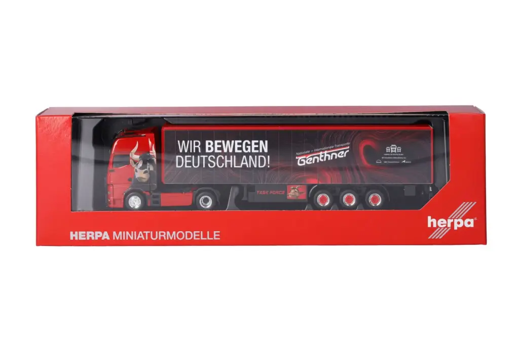 [HERPA 318075] MAN TGX GX semi-remorque à rideaux "Genthner/Wir bewegen Deutschland" (Baden-Württemberg/Oberderdingen) HERPA 318075